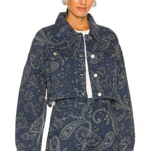 WeWoreWhat Dark Blue Paisley Jean Jacket
